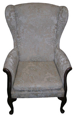 Armchair #15 Wingback Silver Brocade (part of 3)