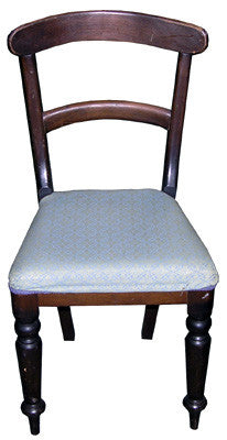 Dining Chair  Dark Wood Blue Seat