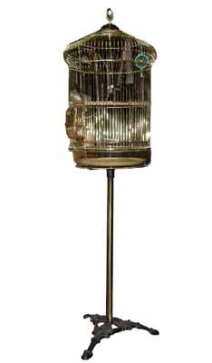 Birdcage #03 Gold On Stand (2 parts) (H1.4m x D0.4m)