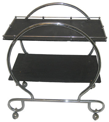 Art Deco Trolley #053 Black and Chrome(H87cm W74cm D48cm)