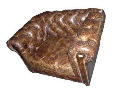Armchair #05 Chesterfield Brown Leather (0.75 x 1.24m x 0.94m)(Matches Sofa)