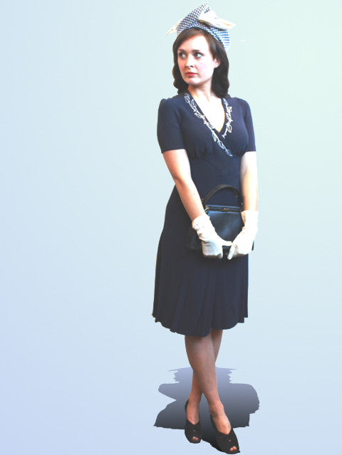 Blue Dress & Hat 40s
