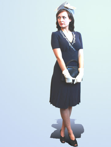 Blue Dress & Hat 40s