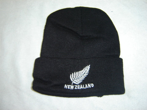 SILVER FERN BLACK BEANIE